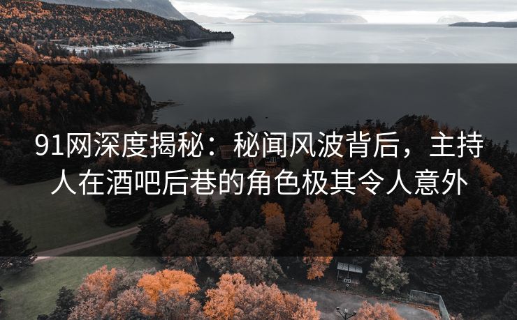 91网深度揭秘：秘闻风波背后，主持人在酒吧后巷的角色极其令人意外