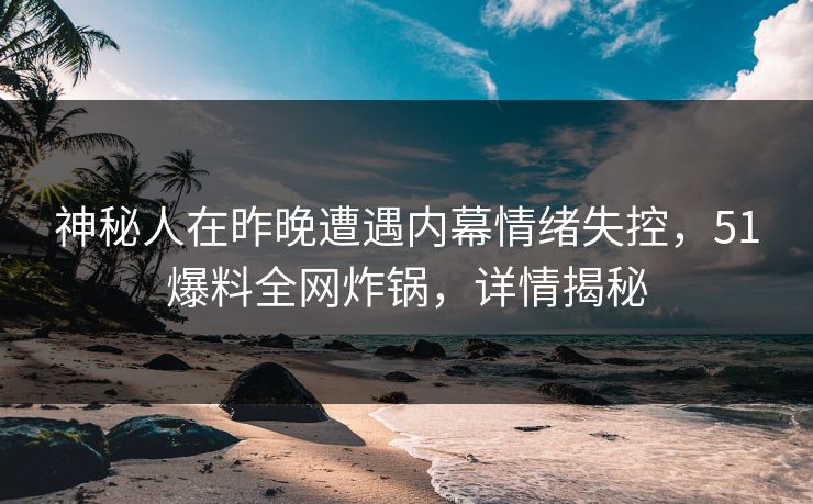 神秘人在昨晚遭遇内幕情绪失控，51爆料全网炸锅，详情揭秘