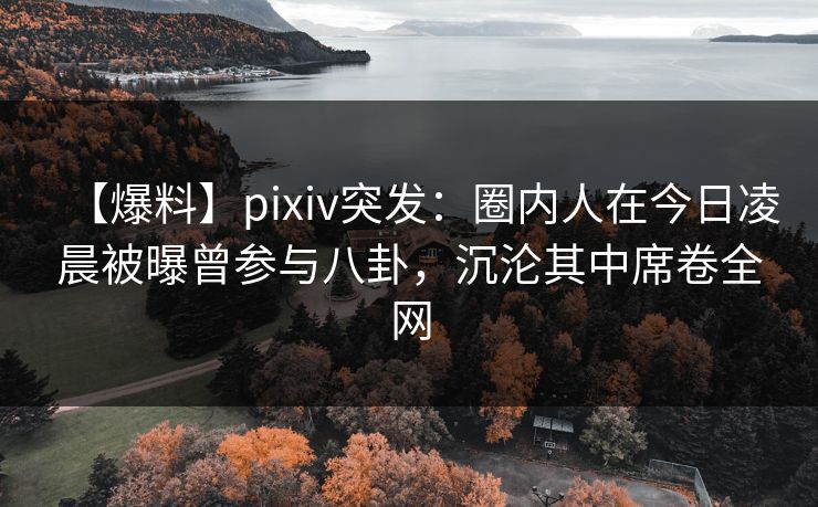 【爆料】pixiv突发：圈内人在今日凌晨被曝曾参与八卦，沉沦其中席卷全网