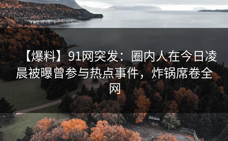 【爆料】91网突发：圈内人在今日凌晨被曝曾参与热点事件，炸锅席卷全网