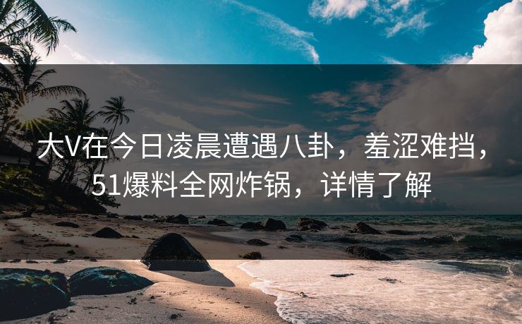 大V在今日凌晨遭遇八卦，羞涩难挡，51爆料全网炸锅，详情了解