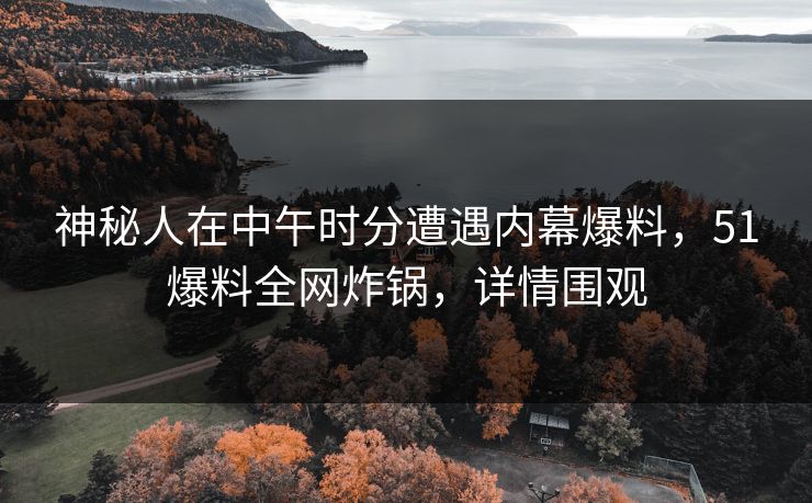 神秘人在中午时分遭遇内幕爆料，51爆料全网炸锅，详情围观